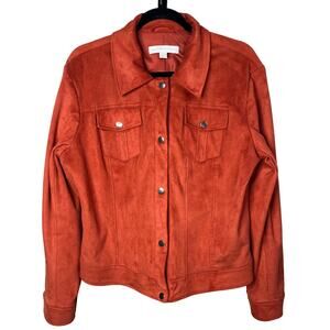 New York & Company Rust Orange Faux Suede Jacket
